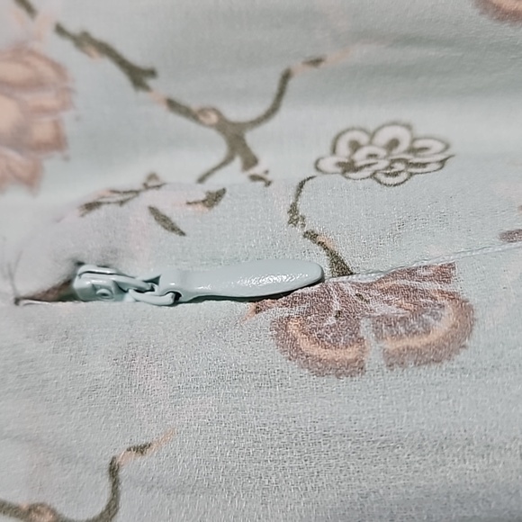Loft Floral Tiered Crochet Detailed Pale Green Sleeveless Dress CLEARANCE - Picture 7 of 11